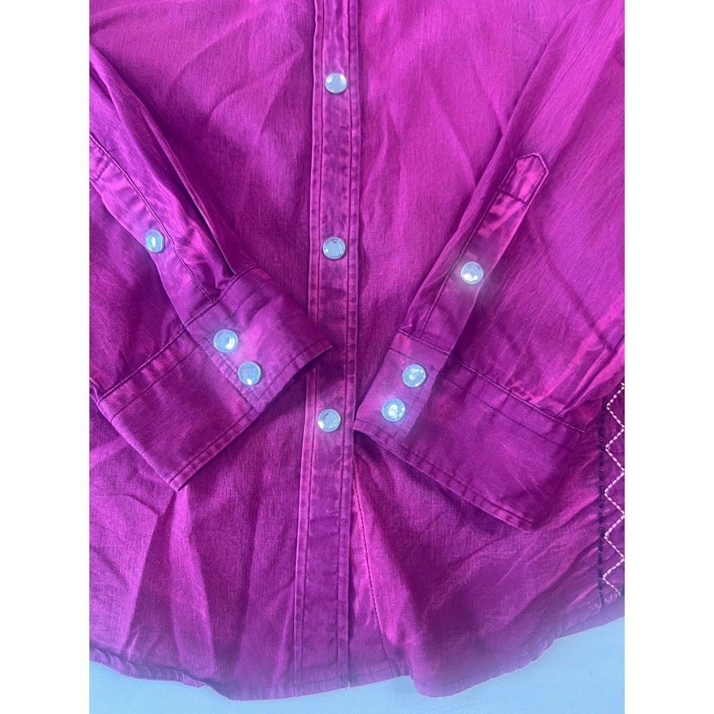 Cowgirl Legend Magenta Pink Embroidered Western Snap Shirt Women Medium - Picture 8 of 9
